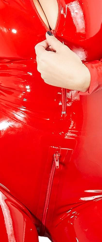 Latex Catsuit red L