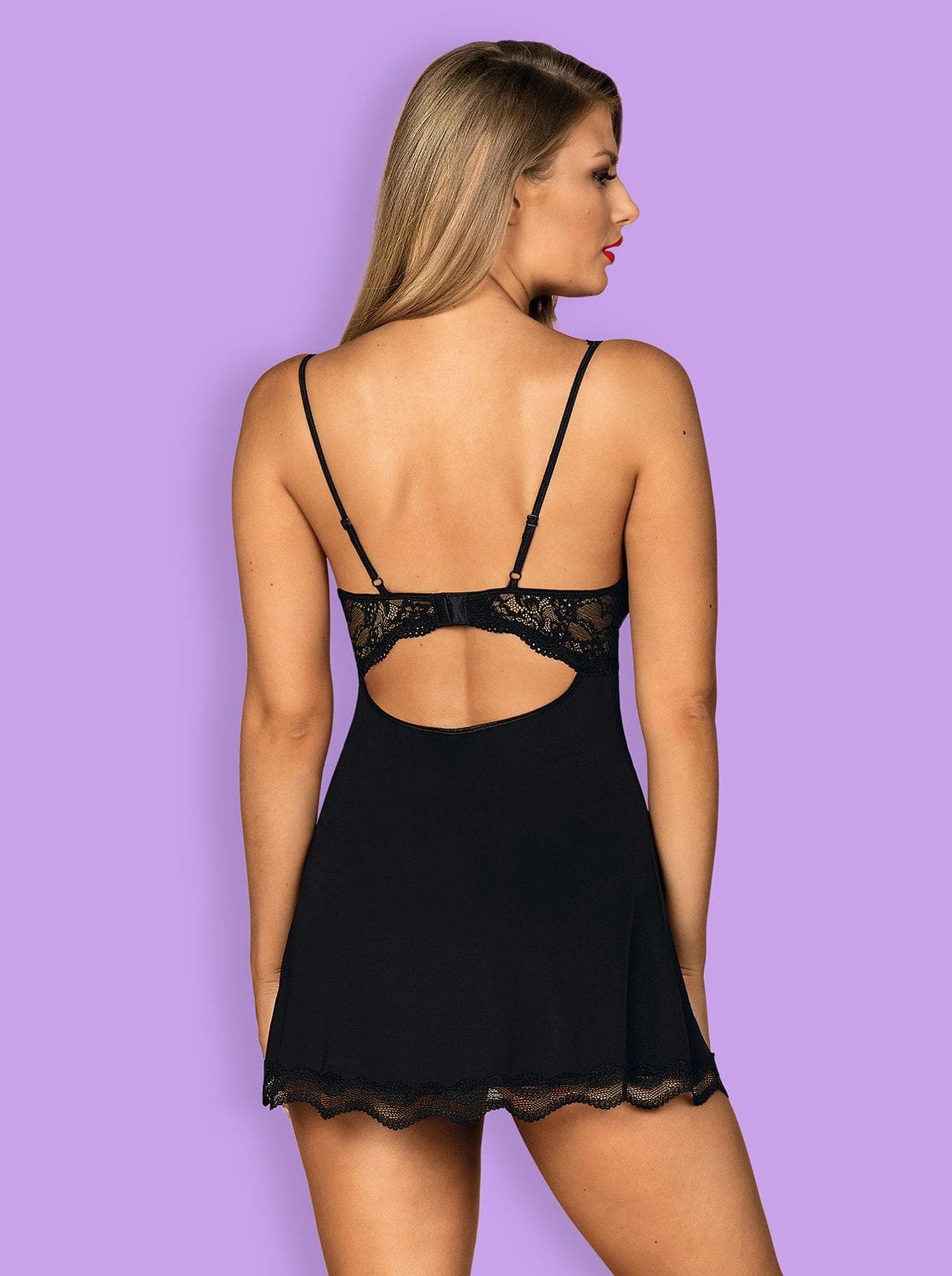 Bielizna-Luvae babydoll i stringi Czarny  XS/S