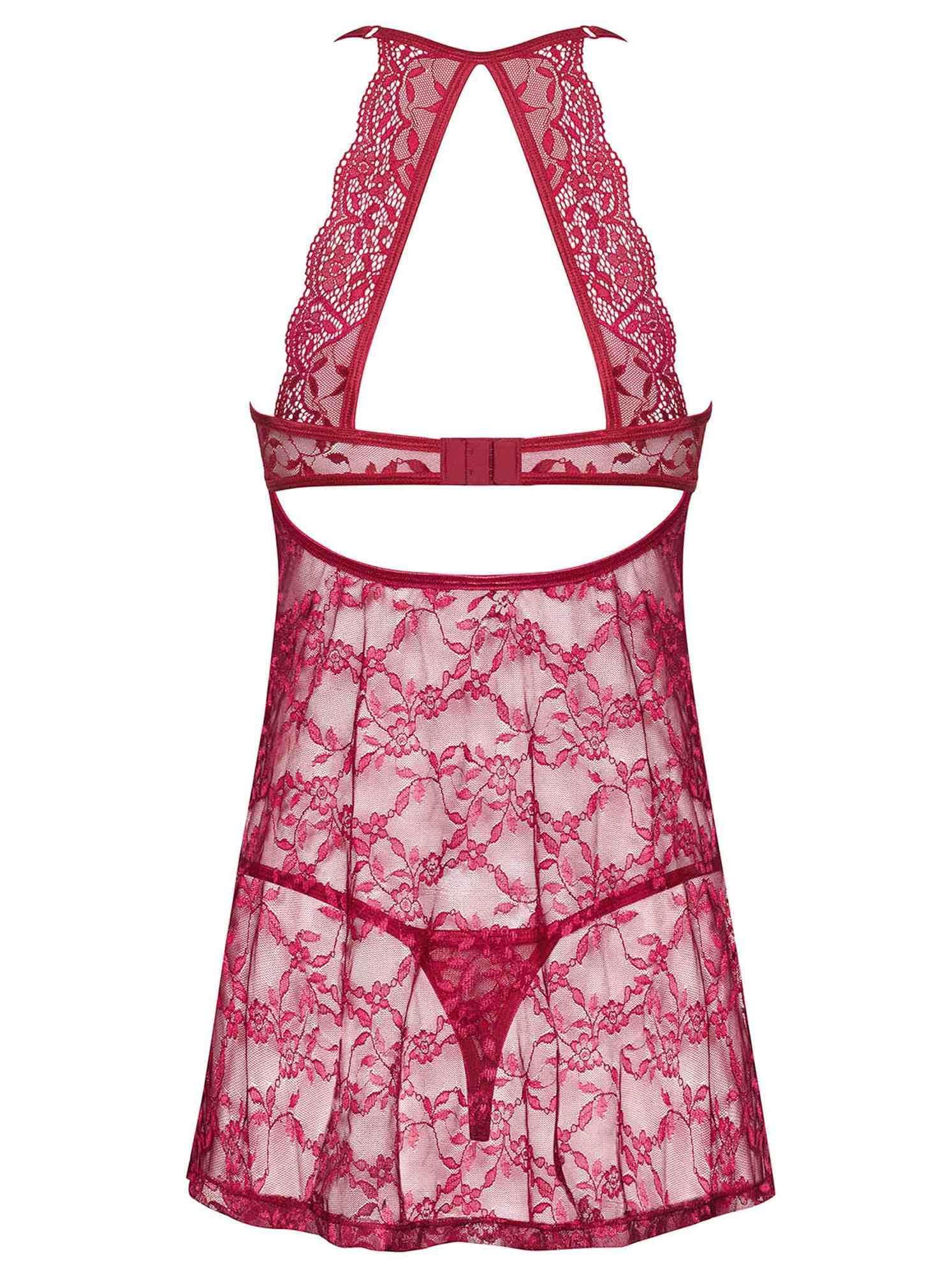 Bielizna-Ivetta babydoll i stringi czerwona  S/M