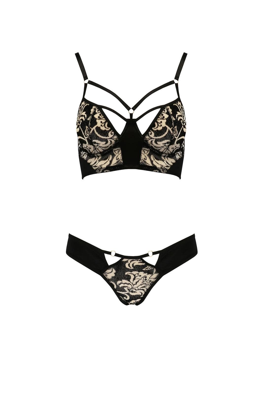 Bielizna-VICTORIA SET black S/M - Casmir
